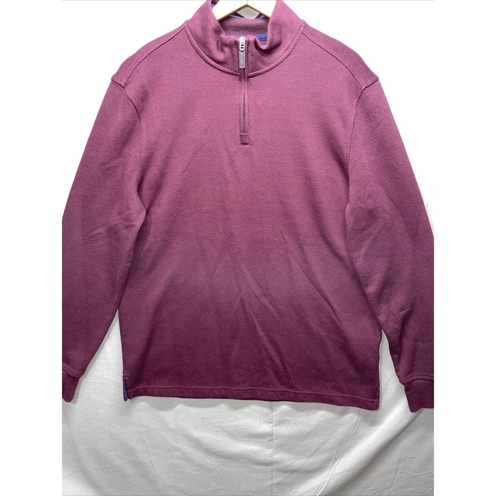 Club Room Men's Sweater Pullover - Burgundy - Large - 1/4 Zip - EUC